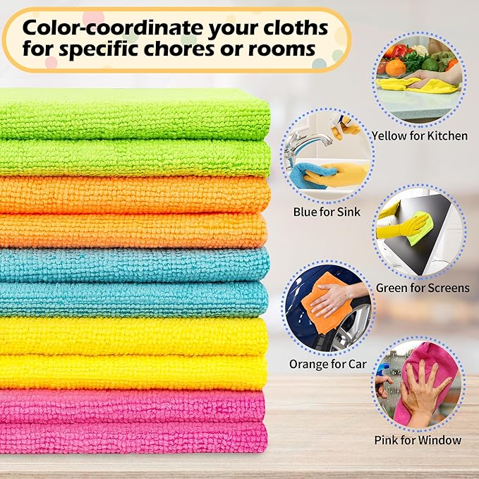 FIXSMITH Microfiber Cleaning Cloth, 50 Pack Cleaning Rags, Cleaning Towels - Image 6