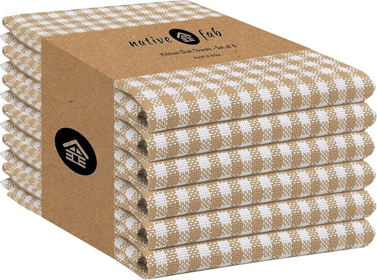 Native Fab 6 Pack Gingham Mini Check Kitchen Hand Towels Set by NativeFab