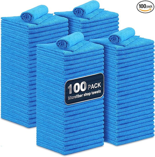 Shop Towels, 100 Pack Commercial Grade Work Rags Microfiber Towels by Unimade