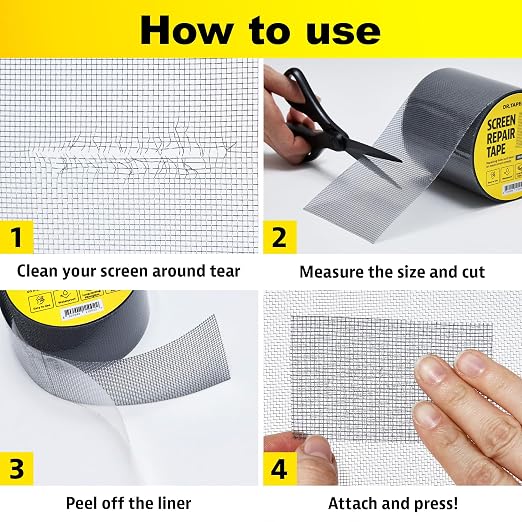Grey Window Screen Repair Tape, 4 in X 15 FT, Screen Repair Kit - Image 7