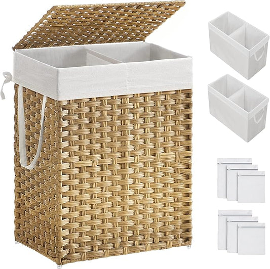 SONGMICS Laundry Hamper with Lid, 90L Clothes Hamper with 2 Removable Liner Bags by SONGMICSbySONGMICSHOME