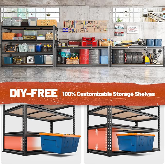 REIBII 48" W Garage Shelving Heavy Duty 2550 LBS Storage Shelves 4 Tier Heavy - Image 5