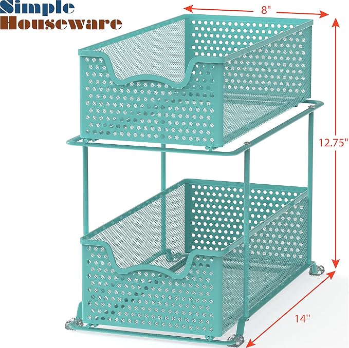SIMPLE HOUSEWARE 2 Tier Sliding Cabinet Basket Organizer Drawer - Image 3