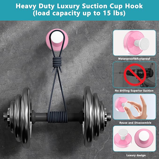 Suction Cup Hooks for Shower, Removable No Drill Towel Hooks, Upgraded 15 lbs - Image 6