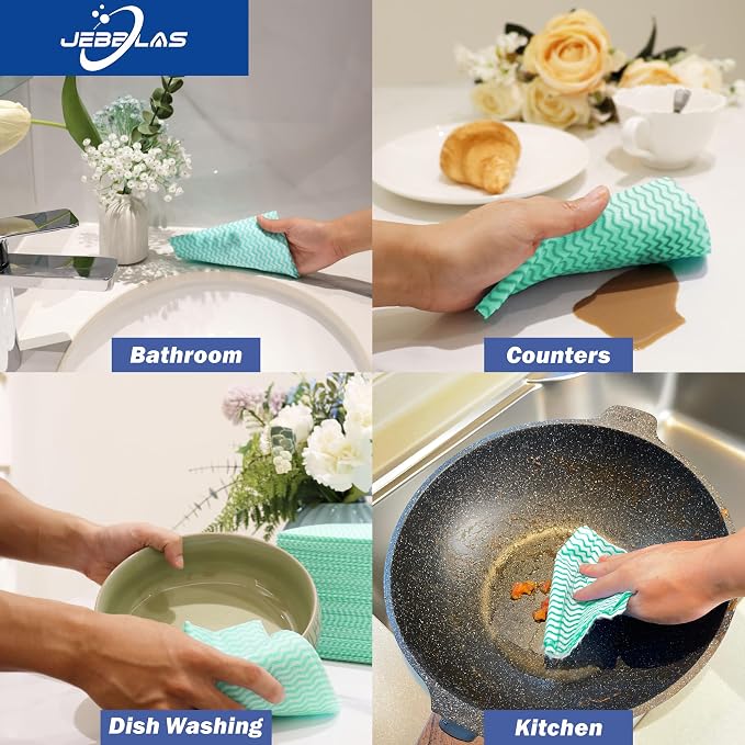 JEBBLAS 100Pack Reusable Cleaning Cloths 11.8‘’x11.8‘’ Handi Wipes Reusable - Image 6