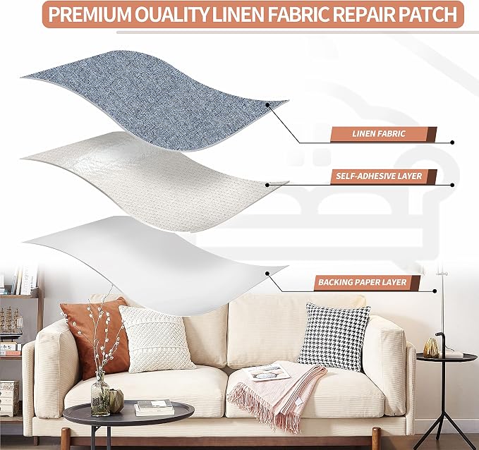 Fine Linen Repair Patches, Self-Adhesive Linen Fabric Patches, 12X40 inch Extra - Image 3