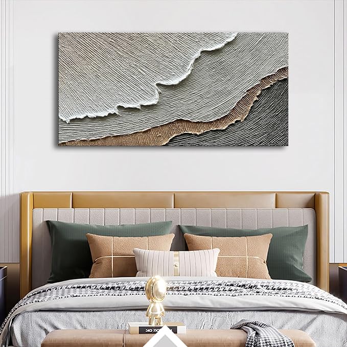 NANKAI Thick Texture Abstract Oil Painting Hand-Painted Beach Wave Landscape - Image 7
