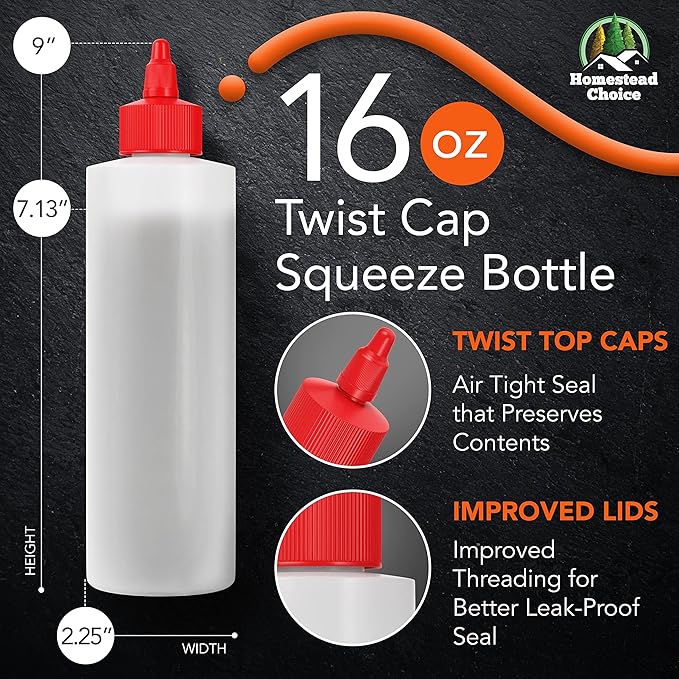 6-pack Plastic Squeeze Bottles for Sauces - 16oz Condiment Squeeze Bottles for - Image 2