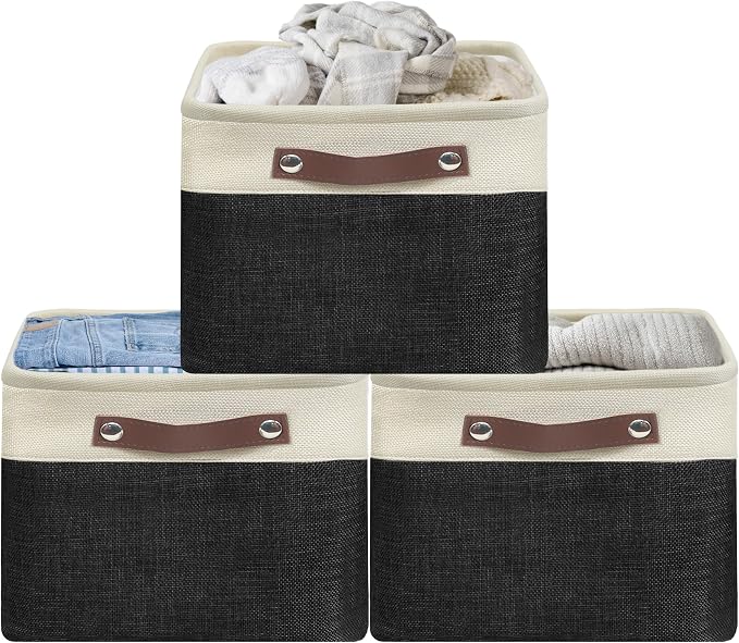 SIMPLE HOUSEWARE Large Fabric Storage Bin, 3 Pack by SimpleHouseware