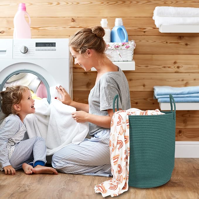 Cotton Rope Laundry Basket Hamper - Image 4