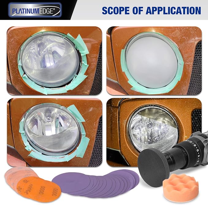 PLATINUMEDGE Car Headlight Restoration Kit, 3 inch Car Headlights Lens - Image 9