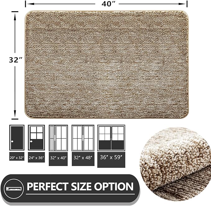 REFETONE Indoor Doormat, Front Door Mat 32"x40" Absorbent Rubber Backing Non - Image 2