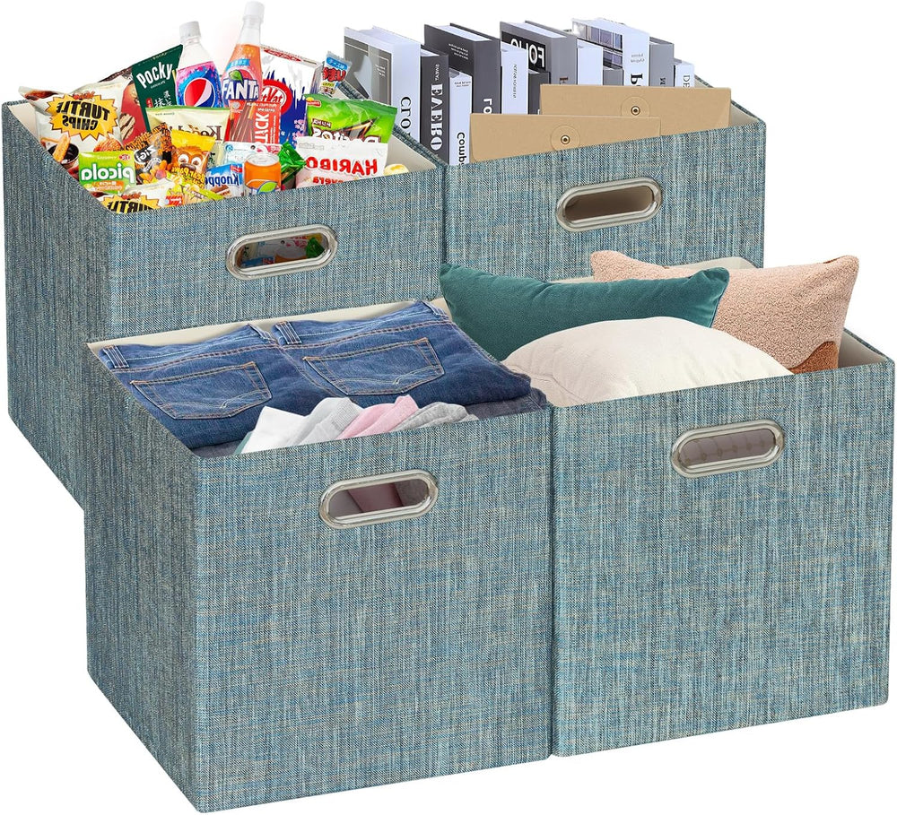 Posprica Storage Basket Bins,13×13×13 Foldable Storage Boxes Fabric Drawer Cu...