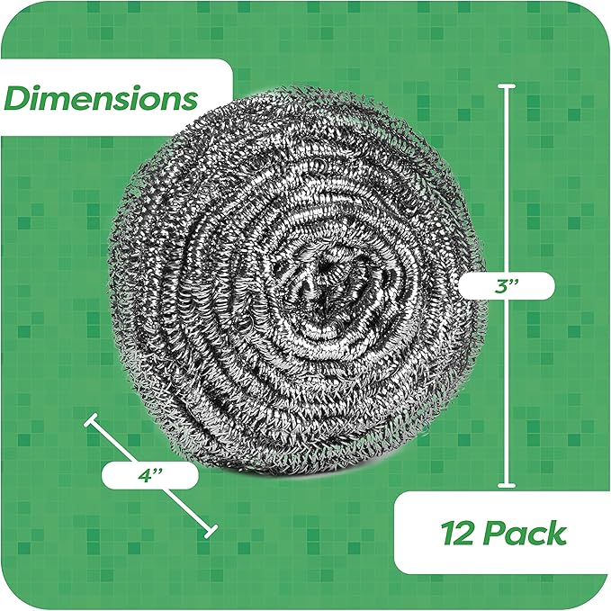 12 Pack Stainless Steel Scourers by Scrub It – Steel Wool Scrubber Pad Used - Image 9