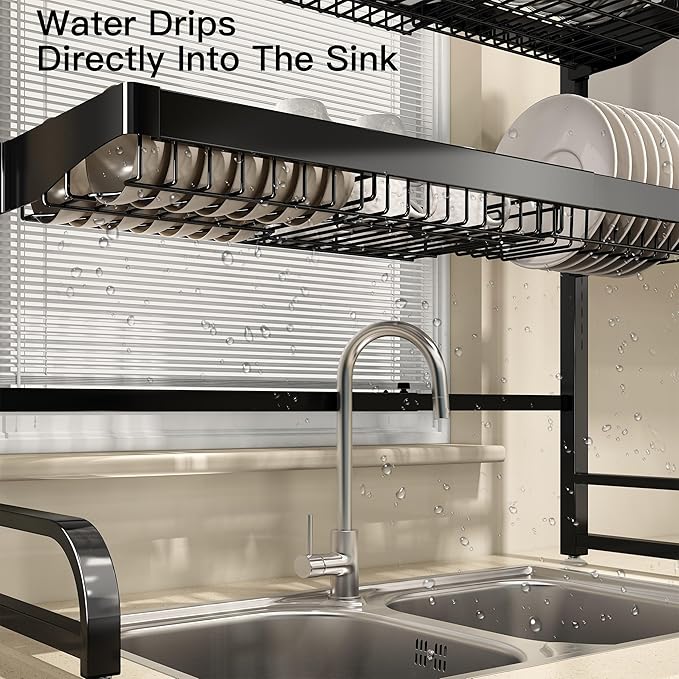 3 Tier Extra Large Stainless Steel Expandable Over The Sink Dish Drainer Drying - Image 6