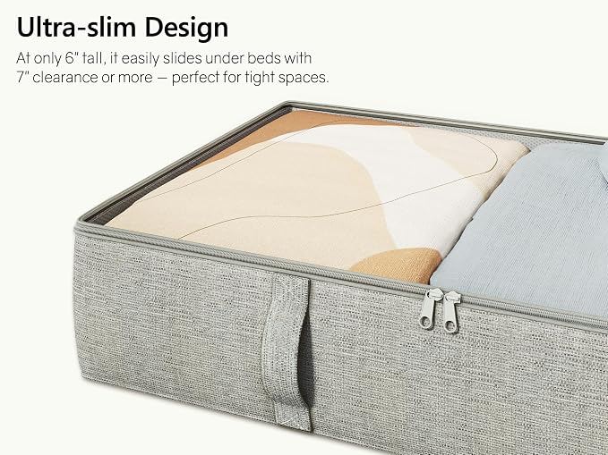 2-Pack Under Bed Storage Containers, 6 Inches Tall Underbed Clothes Storage - Image 3