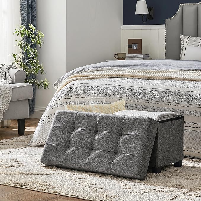 SONGMICS Storage Ottoman Bench, Foldable Foot Rest - Image 2