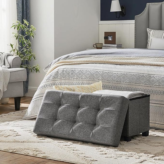 SONGMICS Storage Ottoman Bench, Foldable Foot Rest - Image 2