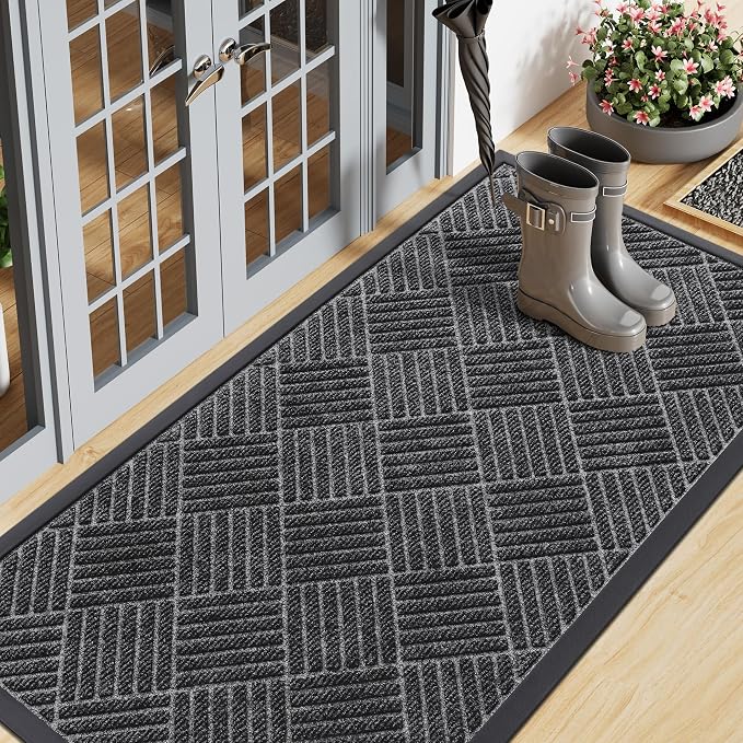 Smiry Front Door Mat Outside Entrance, Heavy Duty Outdoor Indoor Natural Rubber by Smiry