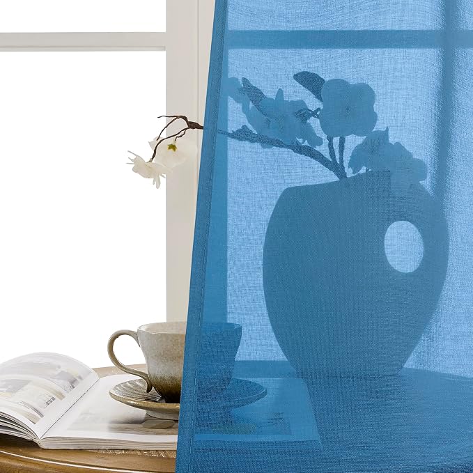 Tollpiz Sheer Door Curtain Closet Linen Textured Curtain Sheers Doorway Light - Image 9