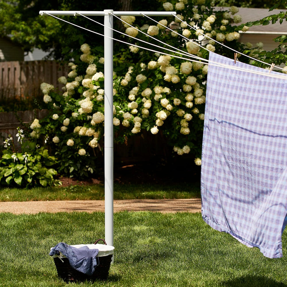 Household Essentials Mega Outdoor Clothesline T‑Post, Galvanized Steel Single...