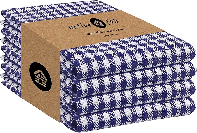 Native Fab Gingham Dish Towels 16x26 inches Set of 4 by NativeFab
