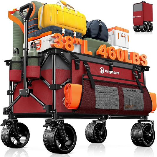 220L Collapsible Wagon Cart Foldable, 460lbs Load Capacity Heavy Duty Folding by Unknown