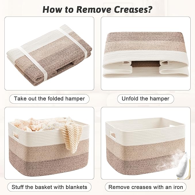 Blanket Basket, Rectangle Woven Baskets - Image 7