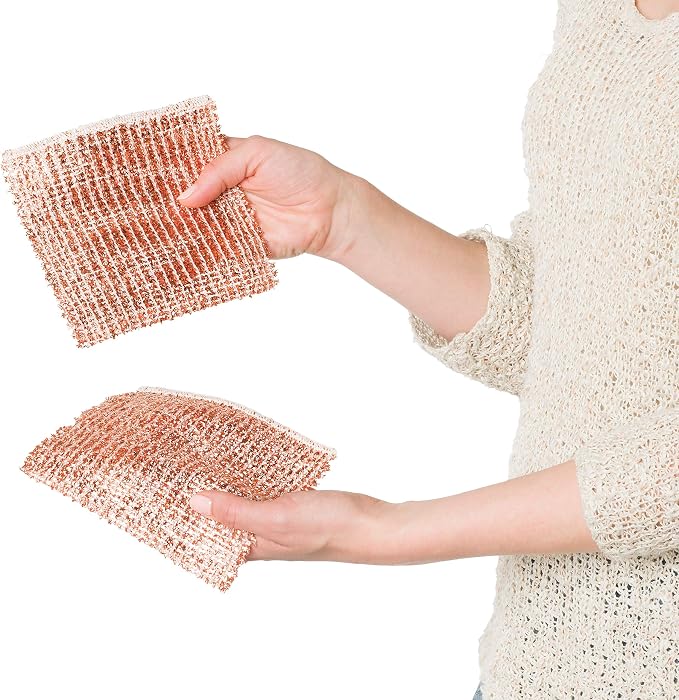 Redecker Real Copper Cleaning Cloths – Scratch-Free 2-Ply Woven Copper Scrub - Image 5