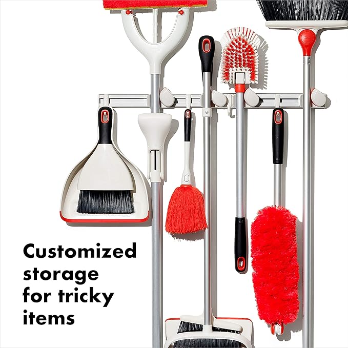 OXO Good Grips Wall-Mounted Mop and Broom Organizer - Image 3