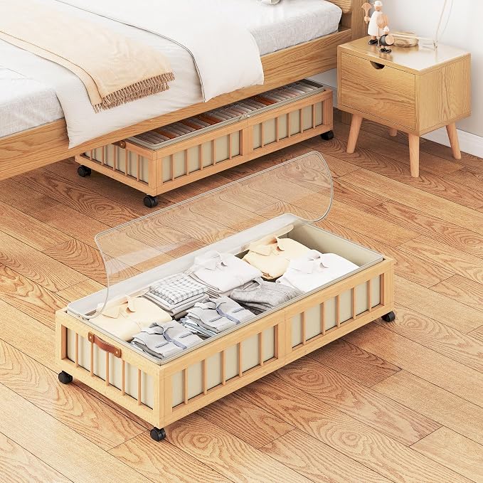 efluky 2-Pack Bamboo Under Bed Storage - Image 7