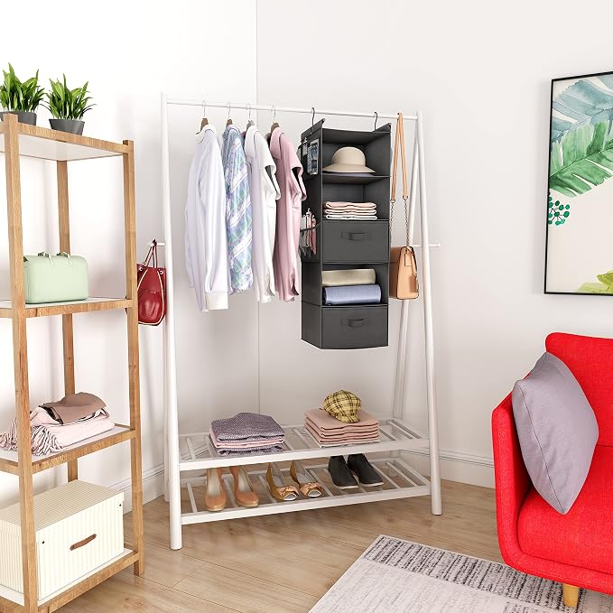MAX Houser 5 Tier Shelf Hanging Closet Organizer, Cloth Hanging Shelf - Image 6