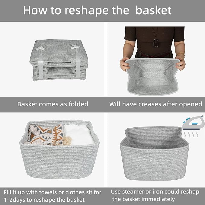 Cotton Rope storage Basket Bins Woven Basket - Image 7