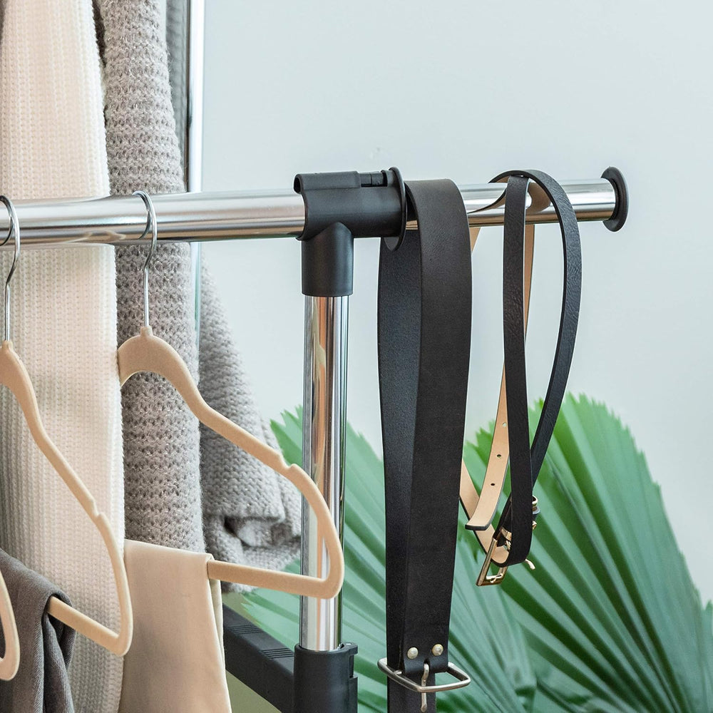 IRIS USA Portable Double-Rod Height Adjustable Clothes Rack with Extendable B...