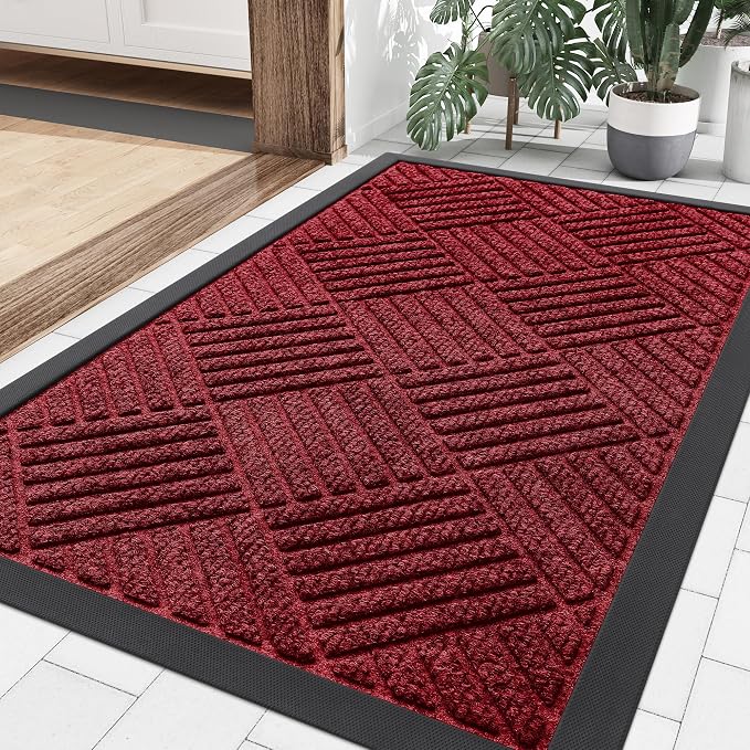 Smiry Front Door Mat Outside Entrance, Heavy Duty Outdoor Indoor Natural Rubber by Smiry