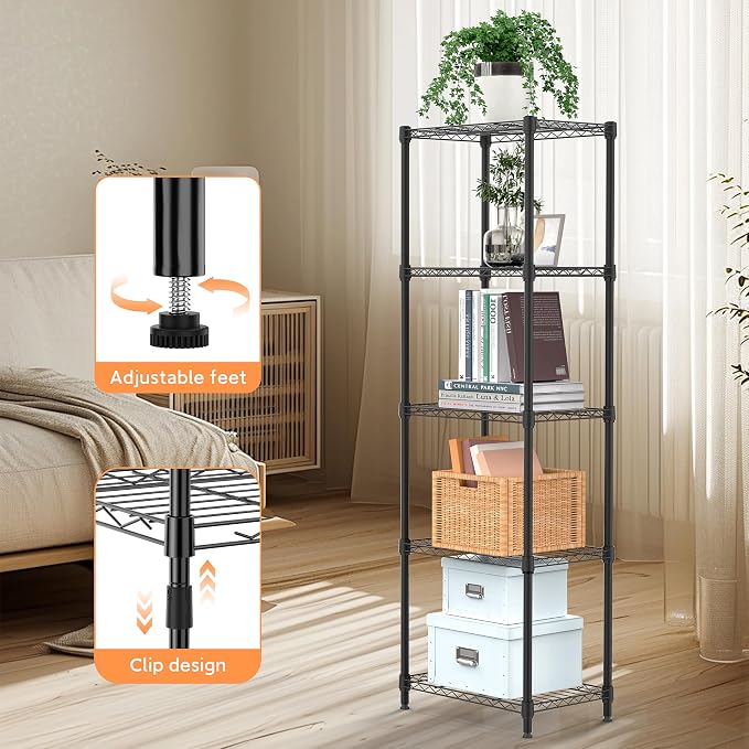 5 Tiers Shelf Metal Storage Shelves Wire Rack Closet Organizers - Image 5
