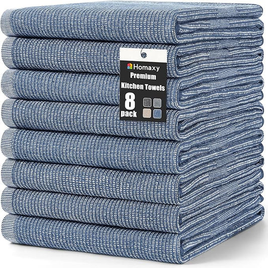Homaxy Premium Kitchen Towels, Large Cotton Kitchen Hand Towels, Flat and Terry by Homaxy
