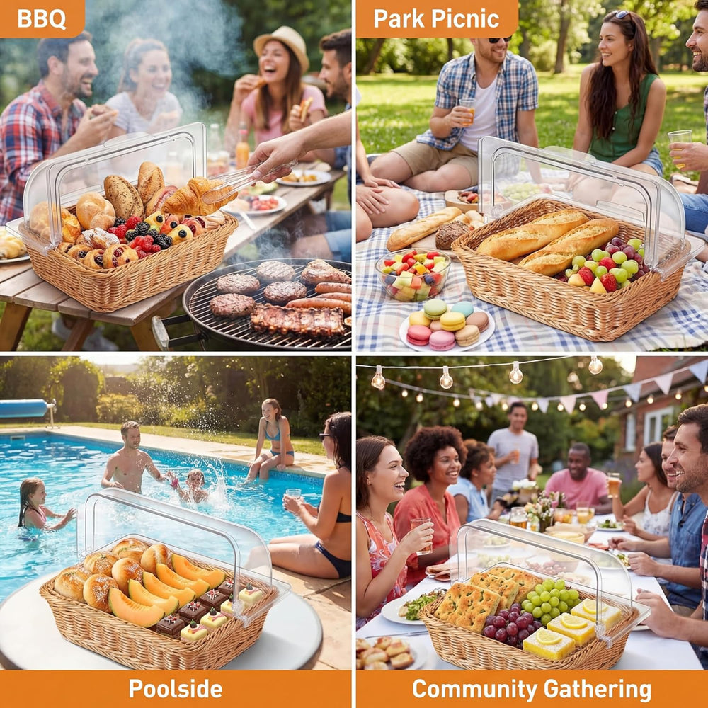 Ziliny 2 Set Wicker Bread Serving Basket, 13.78 x 10.63 Inch, 1 Compartment