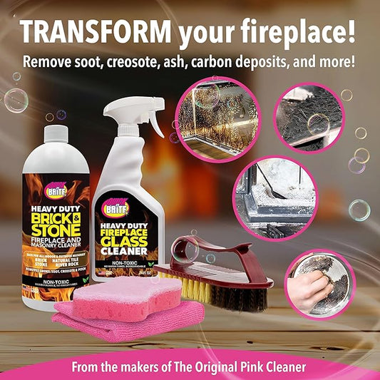 Quick N Brite Fireplace Cleaning Kit – Includes 24 oz Fireplace Glass Cleaner - Image 2