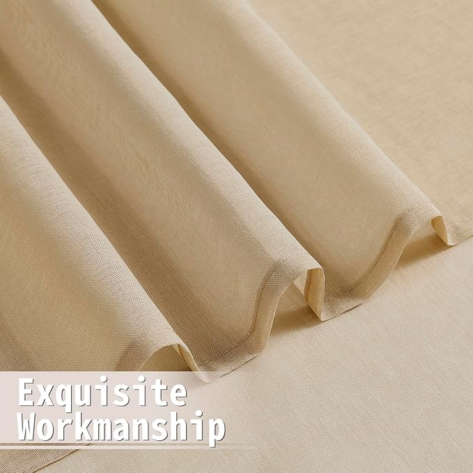 Tollpiz Short Sheer Linen Textured Curtain Sheers Doorway Light Filtering Voile - Image 8