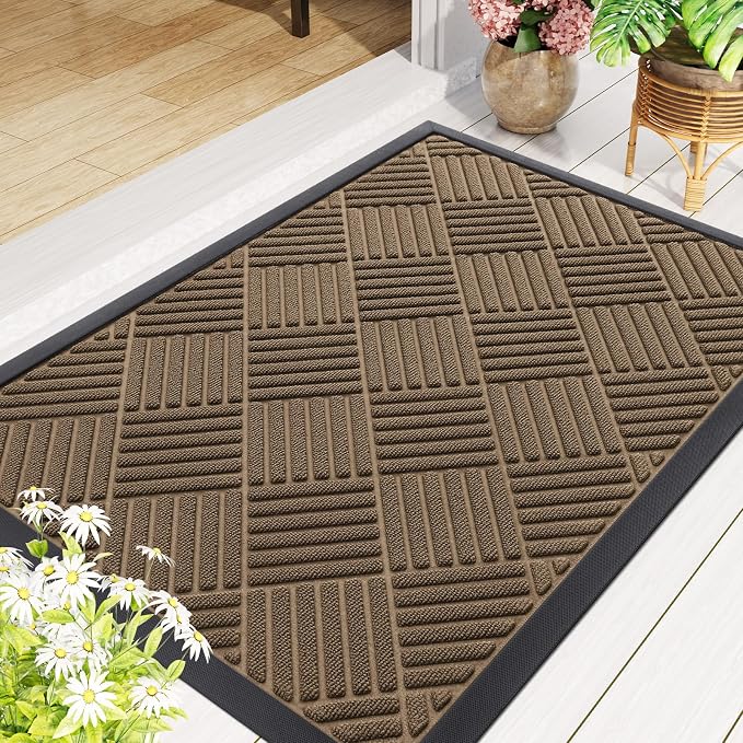 Smiry Front Door Mat Outside Entrance, Heavy Duty Outdoor Indoor Natural Rubber - Image 8