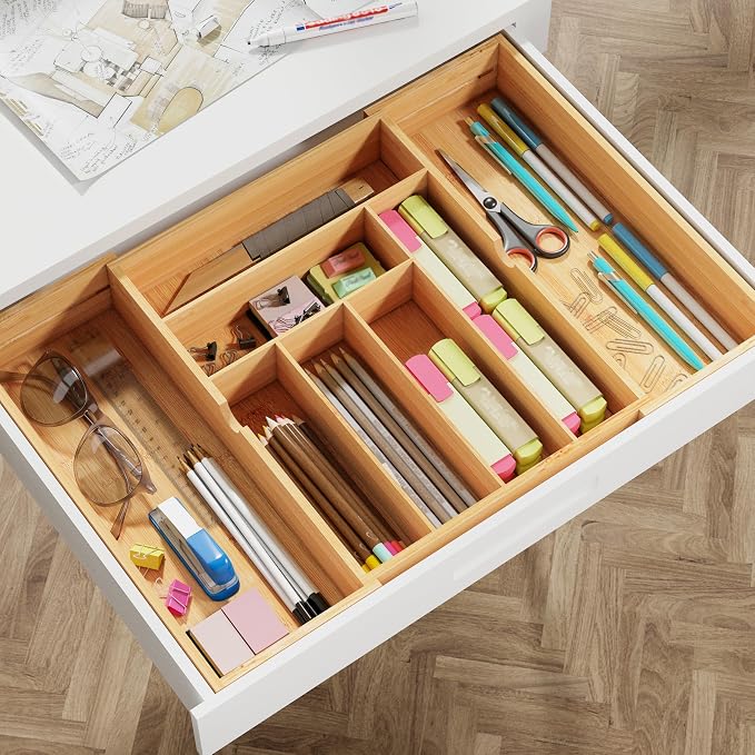 BAMEOS 3" Deepth Expandable Drawer Organizer, Deep Flatware Organizer, - Image 7
