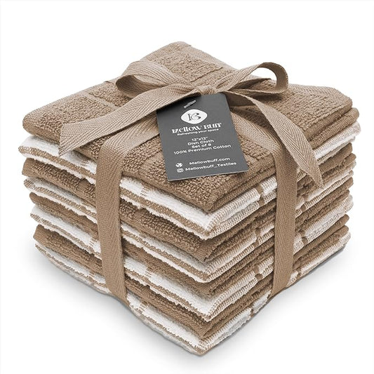 100% Cotton Terry Dish Cloth & Dish Towel, 6 Pack, Super Soft and Absorbent by Ecotribe