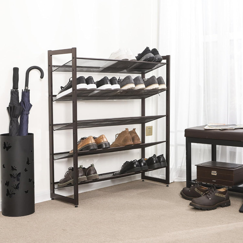 SONGMICS Metal Shoe Rack, 5-Tier Shoe Orgainzer, Holds 20-25 Pairs