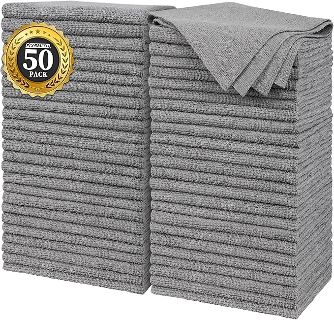 FIXSMITH Grey Microfiber Cleaning Cloth, Reusable Shop Towels, Microfiber Towels by FIXSMITH
