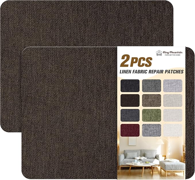 KING MOUNTAIN Coarse Linen Repair Patches, Self-Adhesive Linen Fabric Patches by ForABetterHomeLife