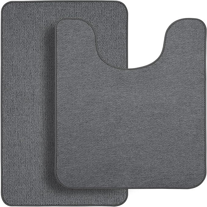 Bathroom Rugs Set 2 Pieces, Thin Bathroom Mats, Toilet Rugs, Quick Dry by BosapDirect
