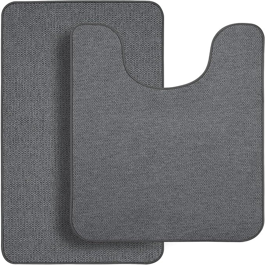 Bathroom Rugs Set 2 Pieces, Thin Bathroom Mats, Toilet Rugs, Quick Dry by BosapDirect