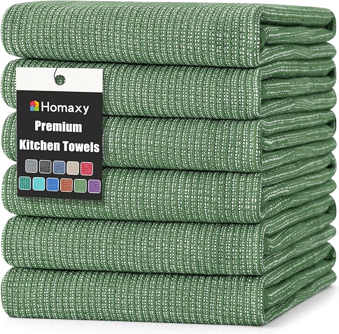 Homaxy Premium Kitchen Towels, Large Cotton Kitchen Hand Towels, Flat and Terry by Homaxy