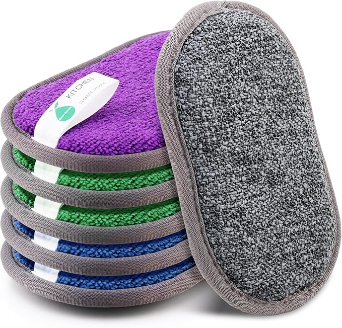 Multipurpose Sponges Kitchen, 6 Pack Reusable Non-Scratch Scrub Sponge by GREENPOMELO